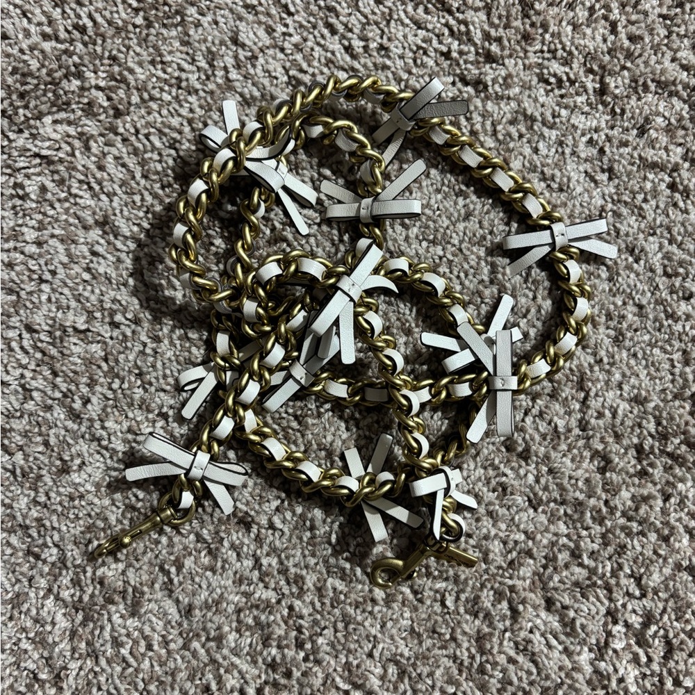 Coach LEATHER CHAIN STRAP WITH BOWS